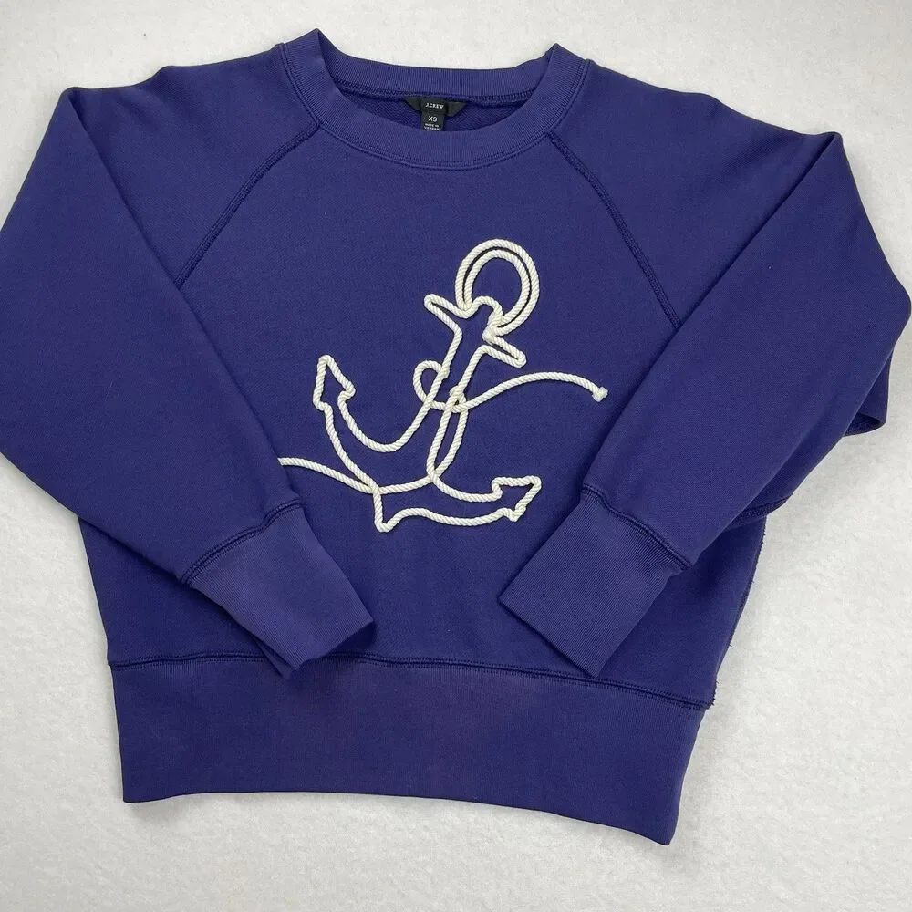 J Crew Women’s Nautical Rope Anchor Sweater Fisherman Purple-XS